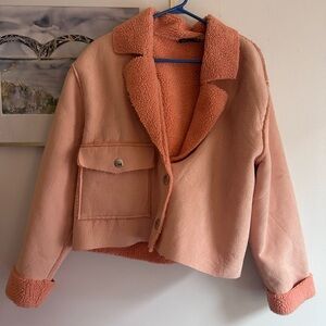 Women's Peach Sherpa-Lined Jacket